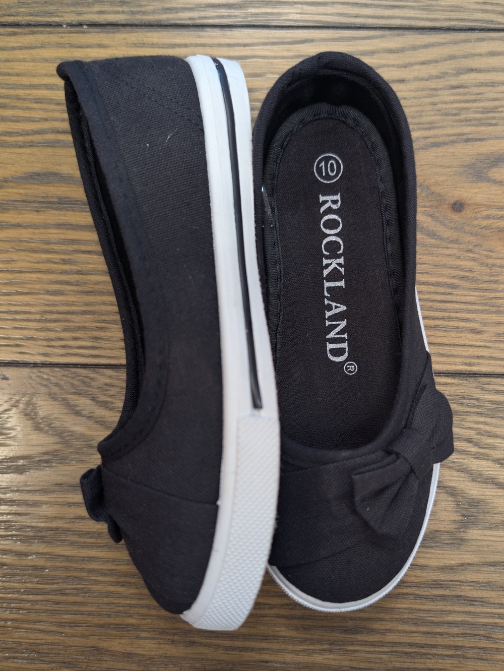 🧡3/$30 Final Pair ⚡Rockland Black Canvas Slip-On Flats with Bow Size 10